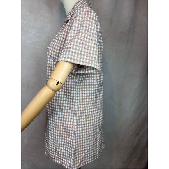 Vintage 1970s Plaid Dagger Collar Top Mod MCM Size M/L - Picture 4 of 6